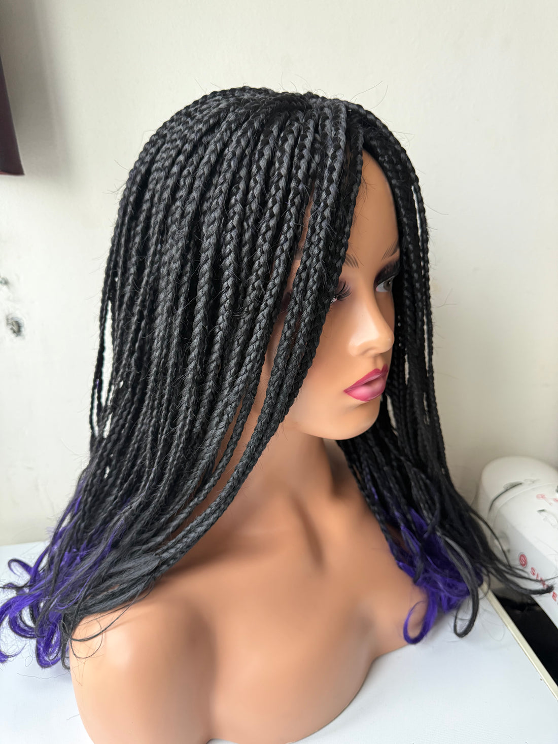 Perruque tressée pony pointes violettes - NIELY