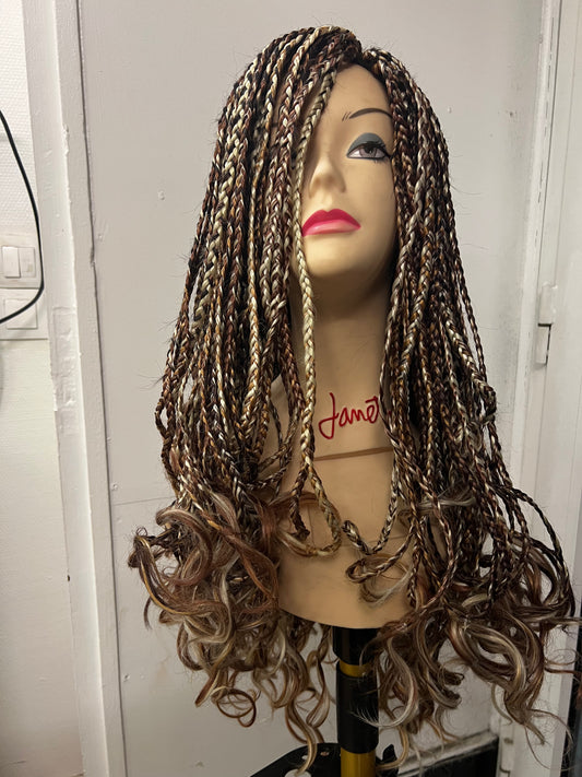 Perruque tressée mix couleur extrémités curl DANA