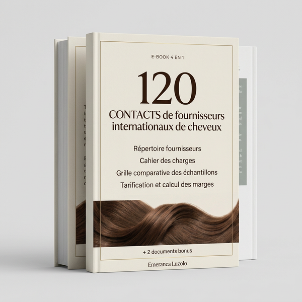 EBOOK 4 EN 1 - 120 CONTACTS INTERNATIONAUX DE FOURNISSEURS DE CHEVEUX
