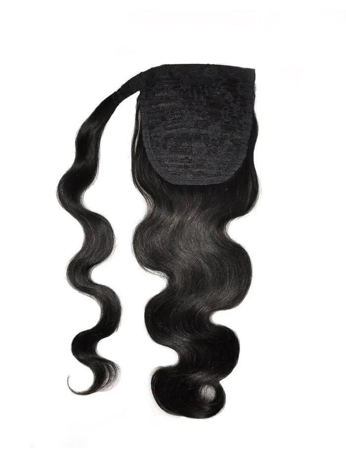 Qeue de cheval cheveux raides couleur noire naturelle
