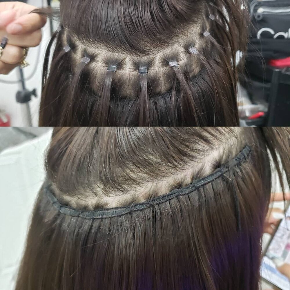 Forfait 8 : Tissage aux anneaux + mèches 18" ou 20" comprises