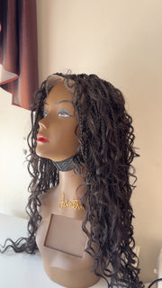 Stefy Full lace boho Perruque tressée box braid avec des boucles en cheveux naturels