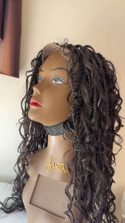 Stefy Full lace boho Perruque tressée box braid avec des boucles en cheveux naturels