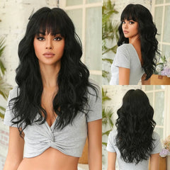 Peruca brasileira com franja de cabelo raw ondulado natural - Lindorie