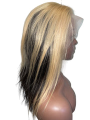 Perruque Front lace wig Cheveux brésiliens Tye and Dye blond lisses Gloria