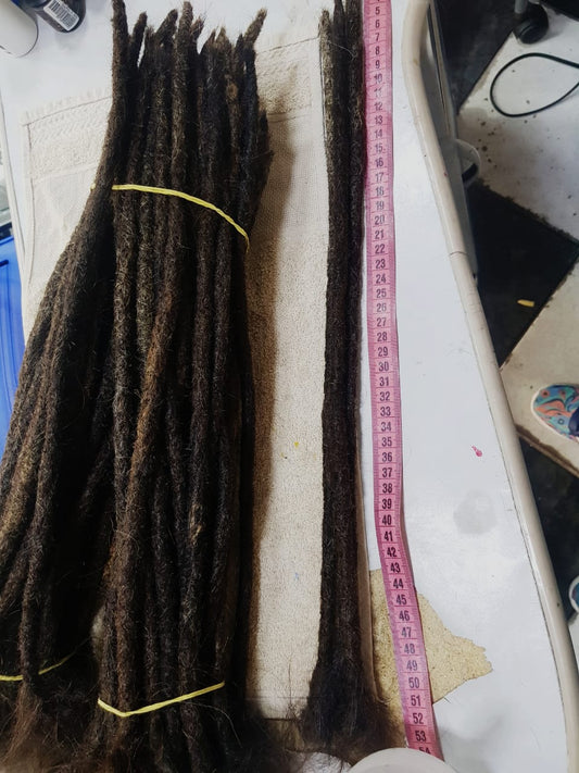 Dreadlocks châtain foncé cheveux Européens largeur 0,6 cm x 10 dreads par paquet